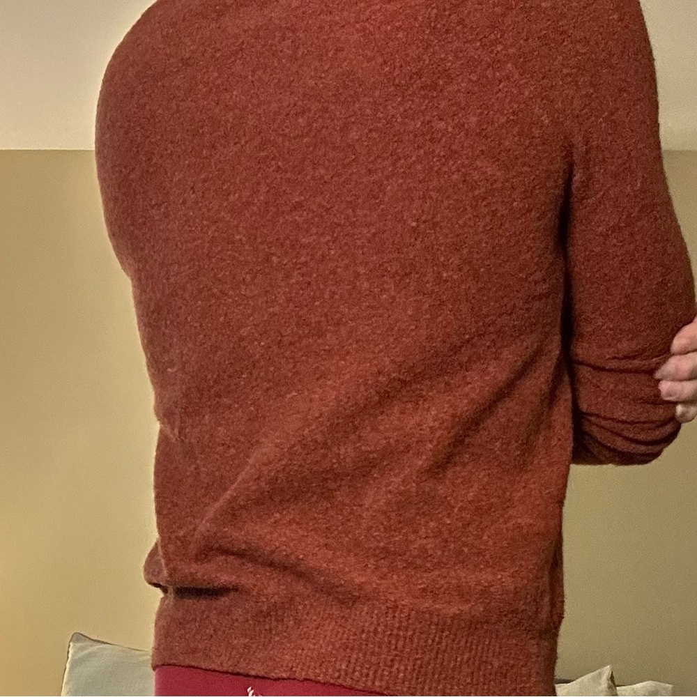 SOLD Banana Republic | Quarter-Zip Wool Blend Sweater in Burnt Orange (XS/Small) - Picture 12 of 13